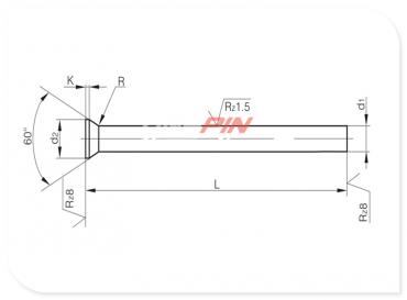 Poinçons de precision rondes DIN 9861 Form D - HSS Poinçons de precision rondes DIN 9861 Form D - HSS
