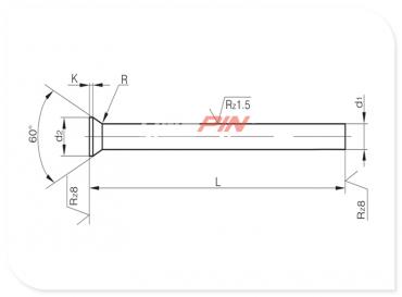 Upsetting ejector pins DIN 9861 Form D - HSS Upsetting ejector pins DIN 9861 Form D - HSS