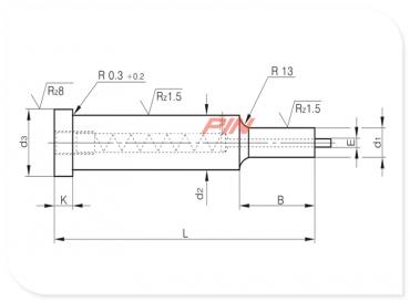 Punzoni con testa cilindrica forati con estrattore e molla forma C ISO 8020 Punzoni con testa cilindrica forati con estrattore e molla forma C ISO 8020