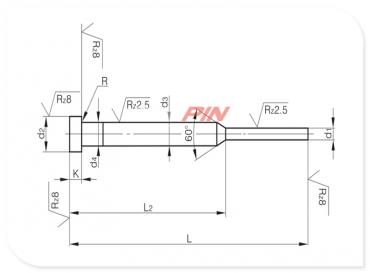 Espulsori con testa cilindrica nitrurati forma C DIN ISO 8694 C Espulsori con testa cilindrica nitrurati forma C DIN ISO 8694 C